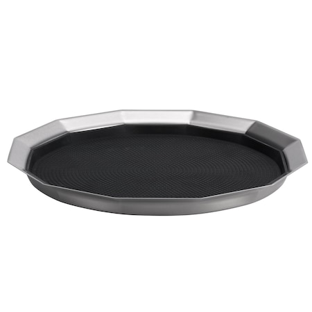 Service Ideas Paneled Tray with Removable Insert, 12" diameter, Stainless Steel, Brushed TRPN1412RIBS